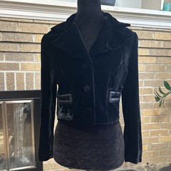 Y2K Z By Zelda Velvet Cropped Blazer Jacket Dark Academia Victorian Goth Sz 4