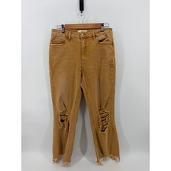 Vervet Blue Jeans Sun Beige Factory Distressed Raw Hem Preppy, Women’s Size 30