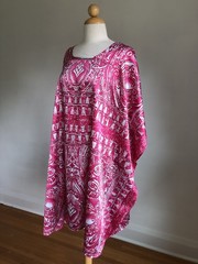 STUNNING VTG COLLECTIONS ETC Pink Satin Caftan Dress Loungewear MuuMuu SZ O/S