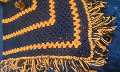 Vintage Black And Orange Halloween Fall Crocheted Poncho
