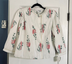 VTG EVE STILLMAN SAKS FIFTH AVENUE WOMEN’S SZ M BED JACKET PINK ROSES 1980S NWT!