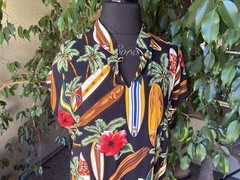 Gorgeous Vintage Hilo Hattie Hawaiian Surfboard & Hibiscus Maxi Sz Large