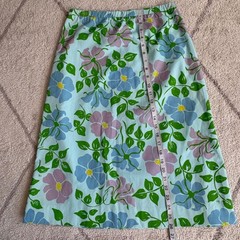 Vintage The Vested Gentress Floral A-Line Skirt Hand Screened Print