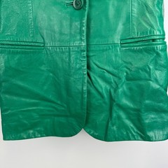 Michael Hoban North Beach Green Leather Blazer Jacket Vintage Womens Size 7/8