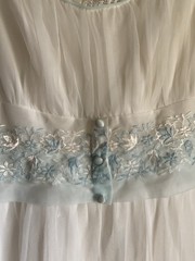 Gotham Lined Nylon Chiffon Nightgown White With Baby Blue Trim Sz 34