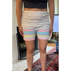 Vintage 80s Malco Modes Pastel Rainbow Lace Ruffle Smocked Bloomers