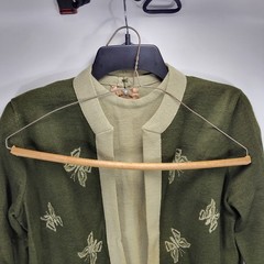 Moderno Knits Vintage 60s 70s Wool Butterfly Cardigan Shirt Skirt Set Womens 13