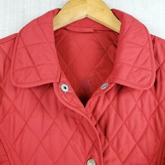 BARBOUR Size 10US Daphne Womens Red Diamond Quilted Snap Front Field Jacket Coat