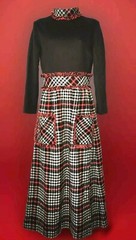 Vtg 1970s Shady Lane /Jonathan Logan Maxi Dress Blanket Plaid Flannel Sz 11/12