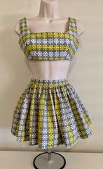 Great ’60s Rockabilly Pinup Mod Go-Go Swimsuit Shorts, Bra Top & Full Over Skirt