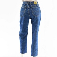 80s Vintage Lee Dark Stone Wash Tapered Leg High Waist Jeans Womens 14s Yoke