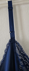 Vtg Shadow line Navy Blue Nylon Full Slip Dress 32/34 Lace Trim USA Made **READ
