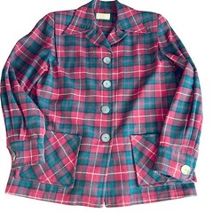 Wms Vintage Pendleton 49er Wool Jacket M Red Green Plaid Tartan Shacket Blazer