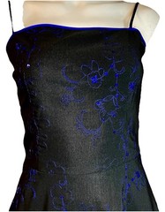 Black Formal Dress Embroidery & Sequin Pattern W/Tulle Slip SIZE M