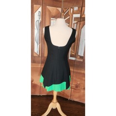 Vintage 90s Designer Summer Dress Raw Silk Black Green Victoria March Chicago