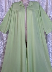 VTG RARE P L XL KEY LIME DOUBLE LAYER NYLON Hostess Peignoir ROBE for nightgown
