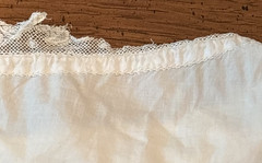 Antique Victorian Edwardian Blouse XS Cotton Lace Off the Shoulders Chemise TLC