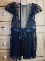 Victoria’s Secret Vintage Romantic Black Lace Robe- Beautiful Boho Lace Top