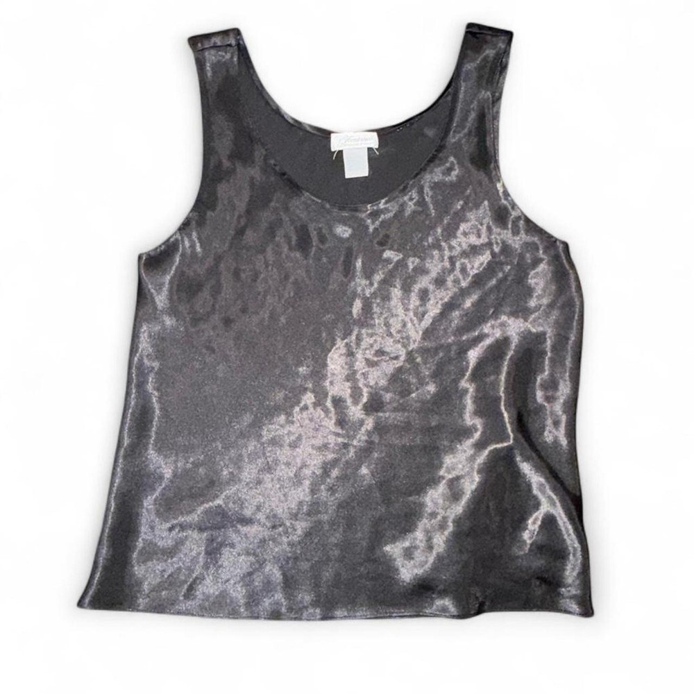 Vtg Fantasies by Morgan Taylor Black Satin Top Whimsigoth Sexy Romantic S/M