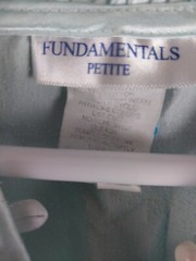 Vintage Fundamentals Petite Sz M Aqua Polyester Nightgown 3 Button Top Ruffle
