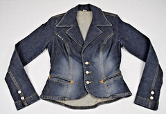 Vintage Jean Jacket Frankie B Size S/M 00s Blue Denim Fitted Blazer Made USA