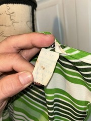 Vintage Mod 60s 70s Long Sleeve Green Stripe Dress Sz 9/10