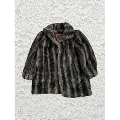 vintage jordache brown and black mixed faux fur coat