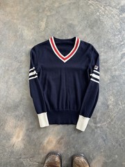 Vintage 70s Fila V Neck Sweater Mod Preppy Tennis Woman’s Small