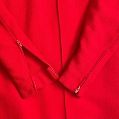 Pauline Trigère 1980s Red High-Necked Dolman Sleeve Sheath Dress Vintage Couture