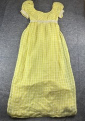 Lorrie Deb Size 5 Babydoll Puffed Sleeve Checkered Ruffle Maxi Dress Picnic VTG