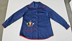 Vintage Shirt Wrap Skirt Set M/L 60s Mod Country Scarecrow Flower Pots OOAK