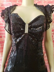 Climax Karen Okada By David Howard VINTAGE Lace Womens Sequins Dress 13/14 #Z