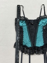 Vintage 90s Midnight Hour Lingerie Satin Lace Garter Tank Women Size Medium