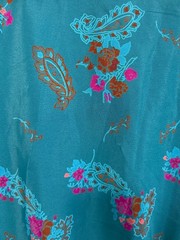 80s Vintage Leslie Fay Pleated Secretary Dress Teal Paisley Belted Size 16