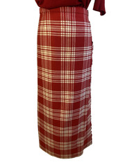 Vintage 60s/70s James Pringle Red & White Wool Maxi Skirt Kilt 30-32″ Waist RARE