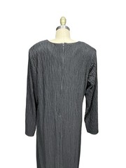 Vintage Barone Black Crinkle Crepe Goth Witchy Fringe Hem Dress Plus Sz 18