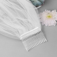 Bride Double Layered Pure White Pearl Veil Headwear Engagement Wedding Lace Veil