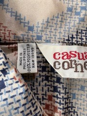 VTG Casual Corner Button Up Blouse Top Women’s Size S 1970s Silky Geometric