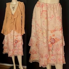 Charming 1920s, 1930s Ruffled Silk Jacket, Golden Apricot, Petite – Small