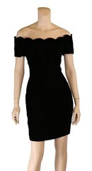 Roberta Vintage 80s 90s Black Velvet Princess Diana Look Prom Party Dress 9/10