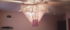 LILY OF FRANCE VINTAGE PANTIES sz 6 PINK HI-CUT OPEN LACE AND SATIN NWT #17-15
