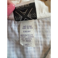 Vintage Blue White Plaid Button Up Blouse Camp Collar Short Sleeve Large USA