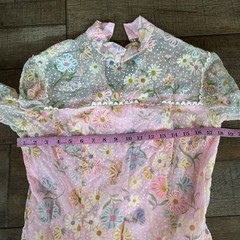 VINTAGE Sheer Floral Maxi Dress Wmns S Pastel Pink Long Sleeve Cottagecore #2B5