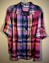 Vtg Miss Fashionality Blouse Shirt Roll Tab Sleeves Front 1/3 Down Buttons 13/12