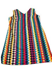 Vtg Flair of Miami Rainbow Harlequin Print Dress Size 20 1/2 Groovy 1960-70’s