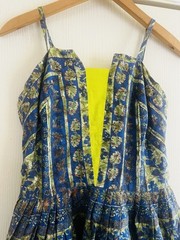 VTG 1950s Handmade Batik Block Print Metal Zip Boho Fit Flare Sundress PXS