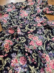Vtg 80s Betsy’s Things Drop Waist Floral Femme Garden Cottagecore Midi Dress M/L