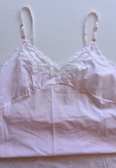 Sears Size 38 Bias Cut Cotton Blend Pink Slip Nightie Lingerie Delicate Lace