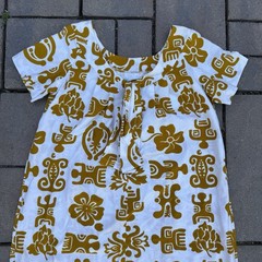 Vintage 60s 70s Muu Muu Dress Empire Waist Tiki Print Made In Hawaii Women’s M