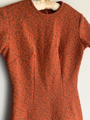 M Vintage College Girl New York Orange Matelasse Paisley Scooter Mod 60s Retro